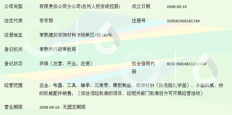 常熟市金龙标准件销售永丰分公司